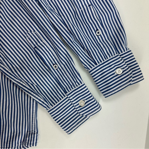 American Eagle Seriously Soft Shirt Women’s XS Blue White Striped Long Sleeve - Picture 6 of 7